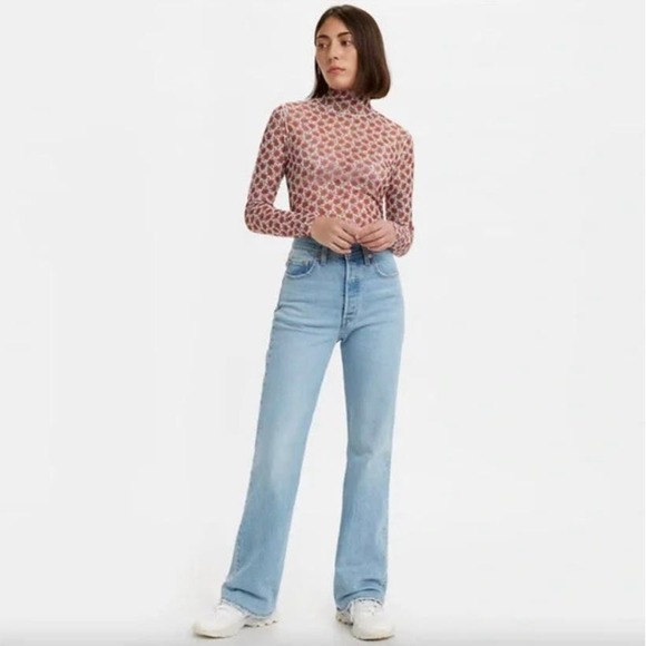Levi's Denim - Levi's Ribcage Boot Cut Jeans Premium Distressed Edges Button Fly Women's 29